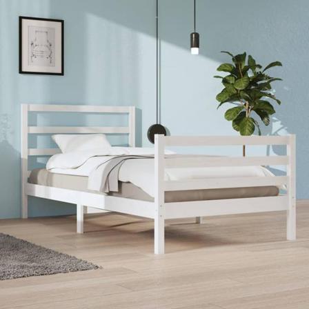 Vidaxl Sängram Vit Massiv Furu 100x200 Cm Vit