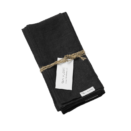 In Flore Stella Linneservett Bordstextil Svart