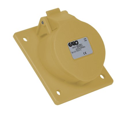 Garo UIS 416-4 S Paneluttag IP44, 5-polig, 16A, sned Gul, 4 h, Anslutningsdon & kablar