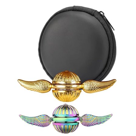 (Guld + Farverig) 2 stykker Fidget Spinner til børn og voksne - Cool Magic World Ball Finger Toy Fid