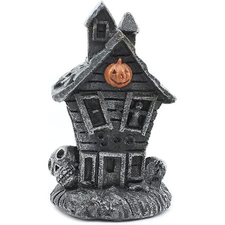 Halloween Hus Statue - Resin Halloween Spøghus Med Lys Halloween Dekoration Figurer