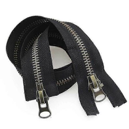 1 stk DIY Syning Dobbelt Lynlås Lang Lynlås Åben Jakke Metal Lynlås Tovejs Beklædningstilbehør 8# sort black-FF-