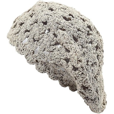 Sommarmössa i bomull för kvinnor, handgjord retro-basque i lättviktsvirkning