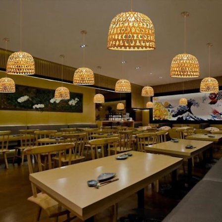 35 cm riippuvalaisin, lyhtydesign, LED-valo, puu-bambupinta