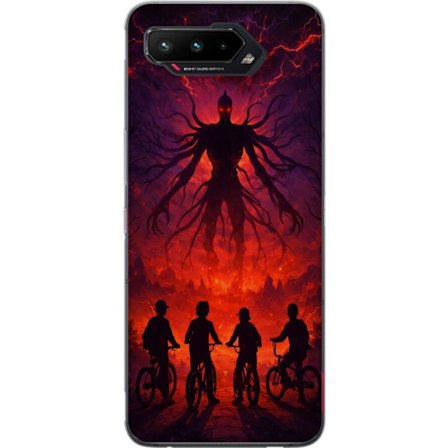 Kompatibel Mobilcover til Asus Asus ROG Phone 5 MÃ ̧rk fantasyillustration inspireret af Stranger Things med overnaturlige vÃ sener, lyn og cyklende 