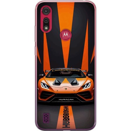 Motorola Moto E6s (2020) Gennemsigtig cover Lamborghini Huracán orange sportbil supercar frontvisning racing luksusbil kraftfuldt bil design eksotisk