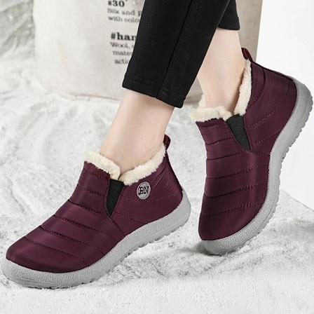 Dames Støvler Hold Varme Ankelstøvler Med Pels Vinter Sko Til Kvinder Sne Støvler Vinter Botas Mujer Elegant Sort Kvinders Kort Støvle wine red 44