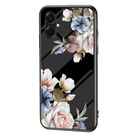 Samsung Galaxy A07 -puhelimen kuori, kukkakuvio, TPU, karkaistu lasi, suojaava puhelinkuori