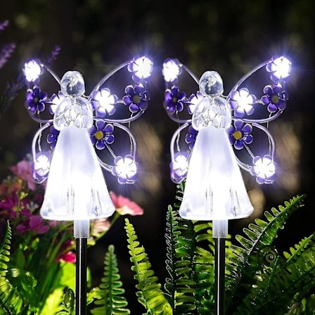 Solar Angel Hage Stake Lys - 2-pakning Angel Solar Lys Utendørs