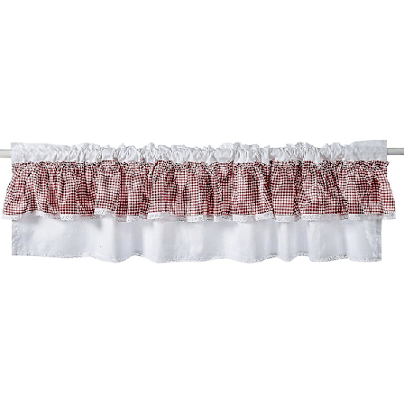 Paneelverho Keittiöverho Lyhyt Kauppa W X H: 150 X 40 Cm Shabby Chic Punainen Ruutu