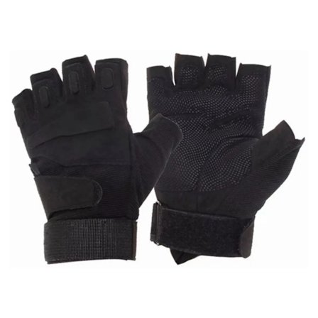 1 par udendørs sportshalvfingerhandsker fingerløse handsker til jagt, ridning, motorcykler, ørn, halv finger, sort, M 19‐20cm