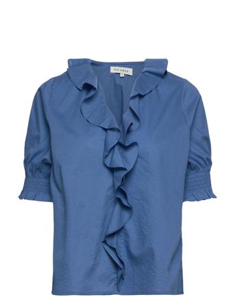 Julie Solid Blouses Short-sleeved Blå Six Ames