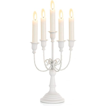 Vit metall ljusstake ljusstake - Höjd 29,5 cm 5 arm ljusstake för Ce