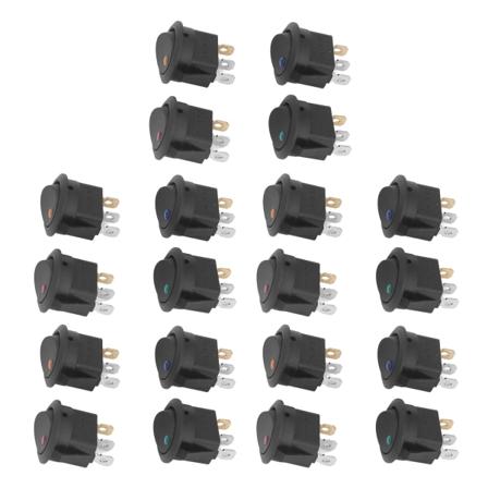 20st 12V rund vippbrytare LED-ljus 3-stift 2 nivåvipp SPST Blå Grön Gul Röd KCD1