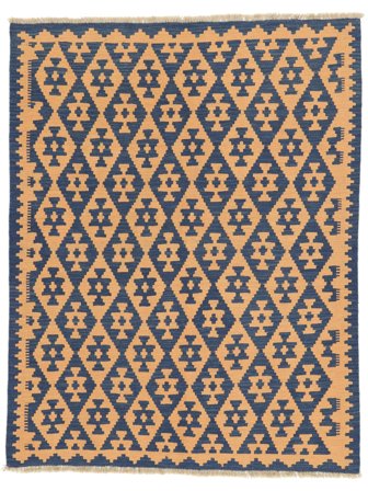 Perzisch Kelim Ghashghai Vloerkleed 154X196 Donkerblauw/Oranje ( Perzië/Iran)