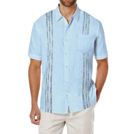Uk Mäns Kubanska Strandbröllop Casual Kortärmad Guayabera
