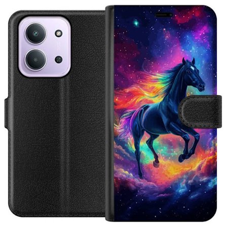 Kompatibel Tegnebogsetui til Xiaomi Redmi 15C Farverig galaksehest med regnbue-manke i rummiljø, magisk fantasyillustration til børneværelse, plakater