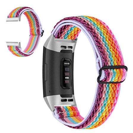 Fitbit Charge 3 klockarmband i nylon i sportstil - Regnbåge