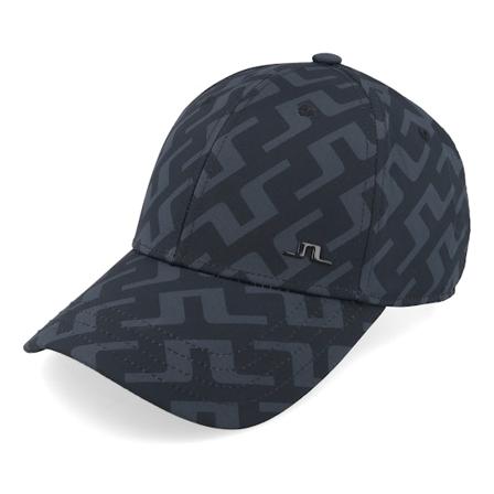 J.Lindeberg - Elo Printed Cap Bias Bridge Black Adjustable Adjustable Black Cap - @ Hatstore