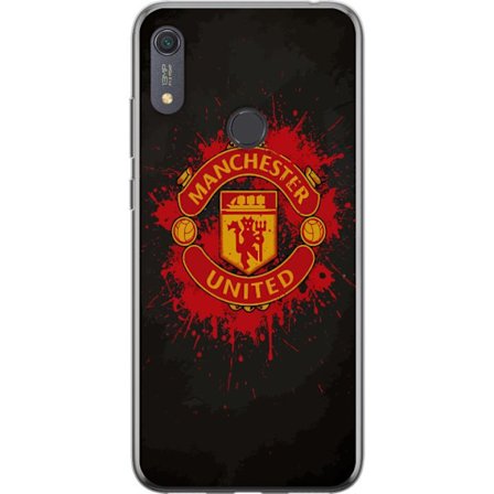 Kompatibelt Mobildeksel til Huawei Huawei Y6s (2019) Manchester United logo i rød og gul farge med røff sportslig bakgrunn