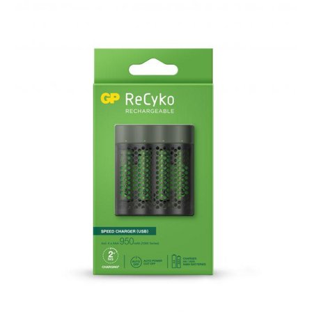 GP ReCyko Speed-lader m/4x AAA-batterier 950mAh NiMH