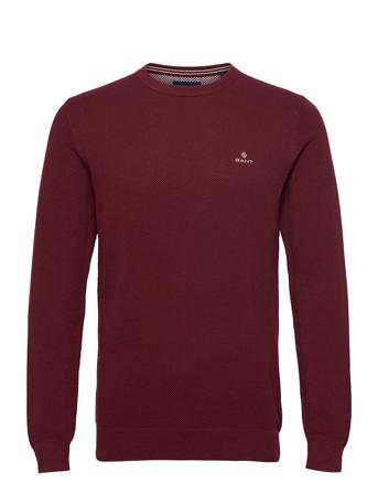 Cotton Pique C-Neck Neulepaita Pyöreä Kaula-aukko Punainen GANT