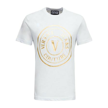 Versace Jeans Couture, T-Shirt with logo Biały, Mężczyzna, Rozmiar: L