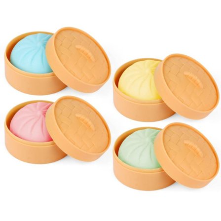 4 stk. Dumpling Stressbolde med Damper - Farverige Sensoriske Klemmelegetøj til Angstlindring, Strækbare Dumpling Fidget Legetøj til Skrivebordet