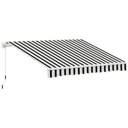 Rootz fönstermarkis - Markis - Solskydd - Infällbar - Med handvev - Metallram - Vit/Blå - 3,95 x 2,45 x 3,50 m