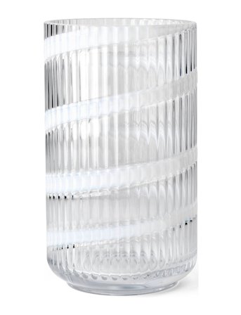 Lyngby Porcelæn | Lyngby Vase H25 Cm Swirl Hvid Mundblæst Glas | 25 CM