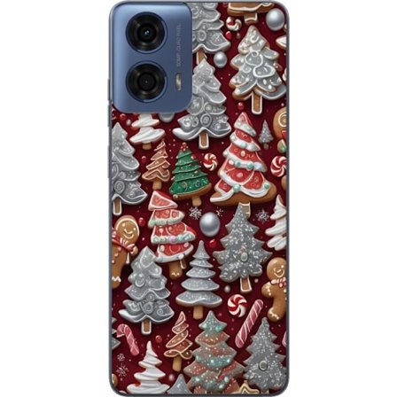 Kompatibelt Mobilskal till Motorola Motorola Moto G24 Mysigt julmotiv med granar, godis och vinterfärger