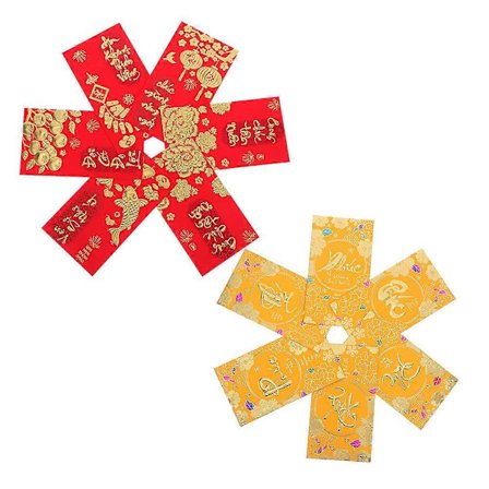Vietnamesiske nyttårs røde konvolutter for lykkepengeemballasje 72 stk papir [HK]