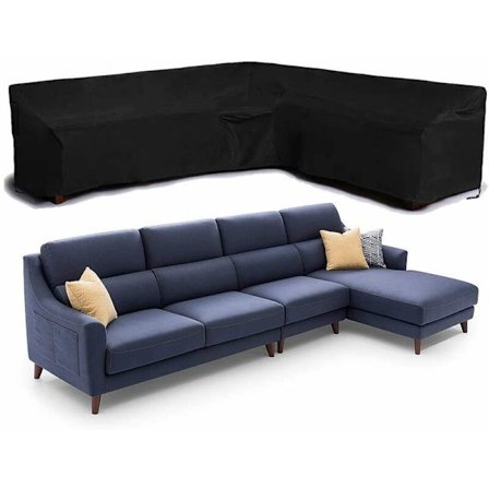 Hage L-formet Møbeltrekk Vanntett, 210D Oxford Stoff Utendørs Rotting Hjørnesofa Trekk 260x192x78cm