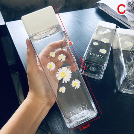 500ML Daisy Gennemsigtige plastikvandflasker Kreativ kop med C