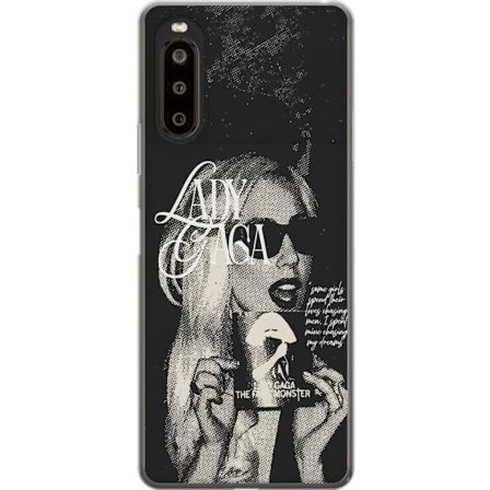 Kompatibelt Mobildeksel til Sony Xperia 10 II Lady Gaga svart-hvit retroplakat med solbriller og popkonst-estetikk