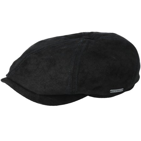 Stetson - Black - flatcap - Cap - 6-Panel Pigskin Black Flat Cap - Hatstore