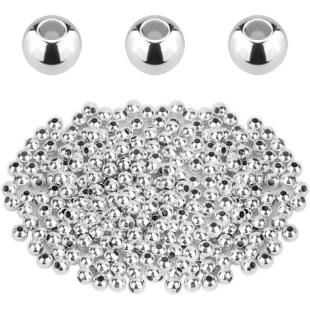 100 stk 5 mm runde mellomperler for smykkeproduksjon, metallmellomperler sølv glatte runde perler for DIY-produksjon av armbånd, halskjede, ørepynt