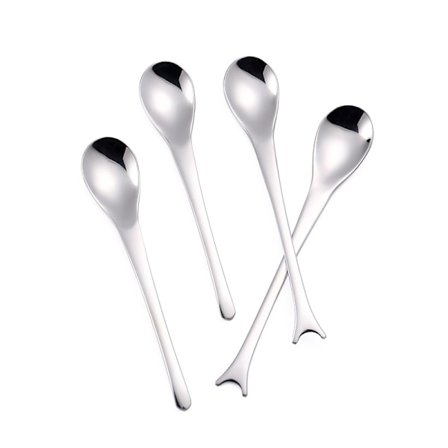 4 st mini-omrörningssked, kakdessert-sked, liten hajstjärt S