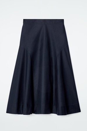 COS Damen Abgerundeter Midirock - Blau