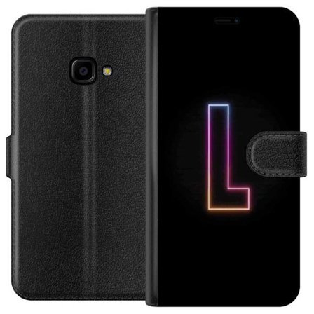 Kompatibelt Plånboksfodral till Samsung Samsung Galaxy Xcover 4 Minimalistisk neonbokstav L i mjukt färgskiftande ljus mot svart bakgrund med ren gr