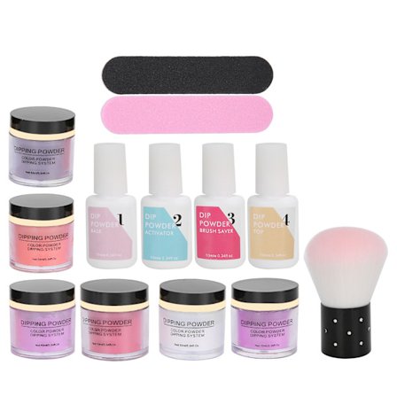 Negle Dyppe Pulver Sæt med Base Coat Gel Børste og Manicure Værktøjer K1213