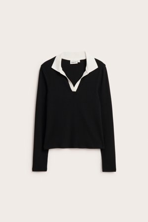 Kappahl | Top z długimi rękawami i kołnierzykiem | Czarne