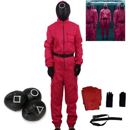 Aikuisten lasten Unisex Squid Game 2 -asu Cosplay-haalari + Squid Game -naamio Halloween-asu Lahjat Juhlat XS-XF31-