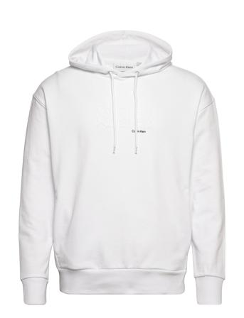 Triple Logo Flock Comfort Hoodie Hoodie Vit Calvin Klein