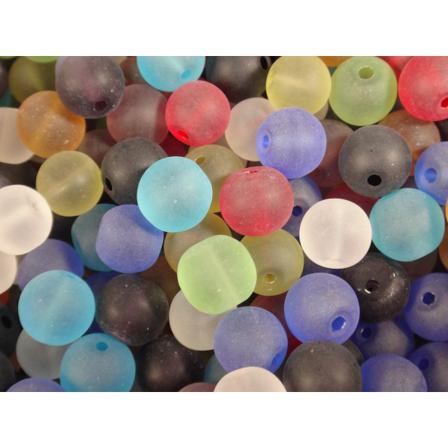 300st Runda Frostade Glaspärlor - Blandade Färger 8 Mm