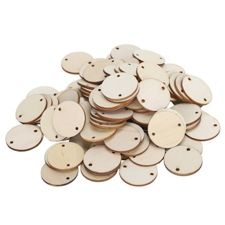 100 kpl puupalasia DIY pyöreitä tyhjiä riipuksia kodin sisustukseen käsintehtyjä tarvikkeita
