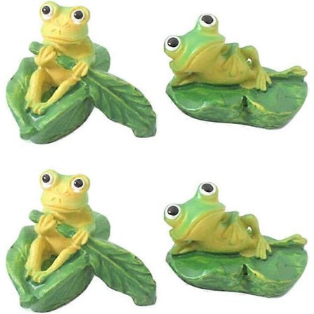 4 stk. Mini Dyr Miniatyr Frosk Ornament Kake Topper Eventyrhage Tilbehør Plantepotter Bonsai Håndverk Mikro Landskap Dekorasjoner Tilfeldig Stil