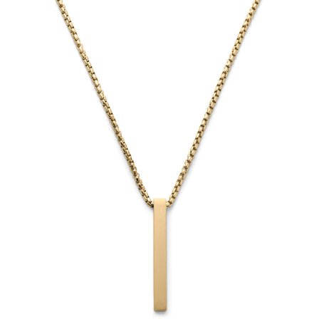 Collier à pendentif en forme de barre en acier inoxydable doré mat pour hommes - Chaînes en acier
