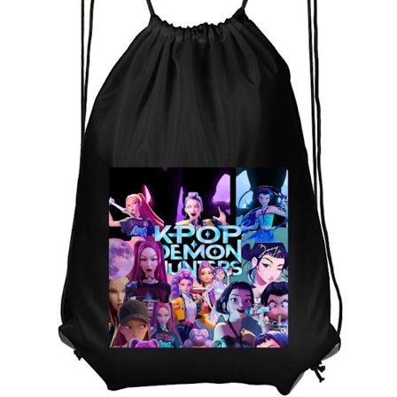 Gymbag for barn | Komfortabel og praktisk KPop Demon Hunters anime-stil mørk design svart