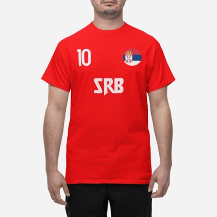 Serbiens landslag t-shirt i röd med SRB & 10 fotboll euro24